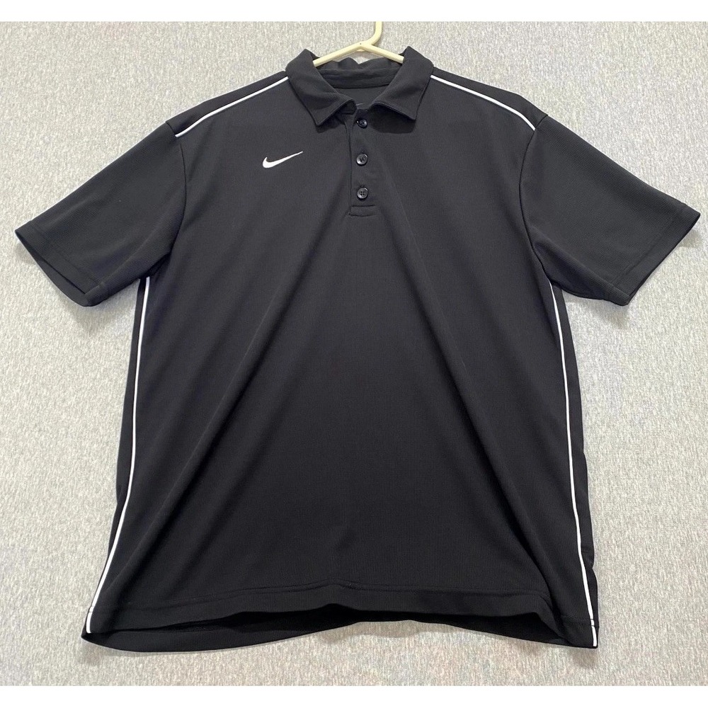 Nike Polo Shirt Women's M Black Golf Performance Basketball Mom Dri Fit Resist